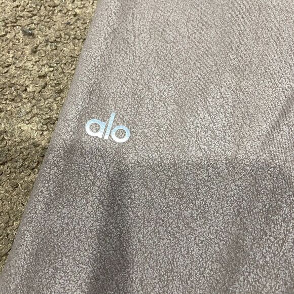 Alo Yoga Mocha Full Length Leggings Sz Small Cracked Metallic Print - Picture 3 of 6